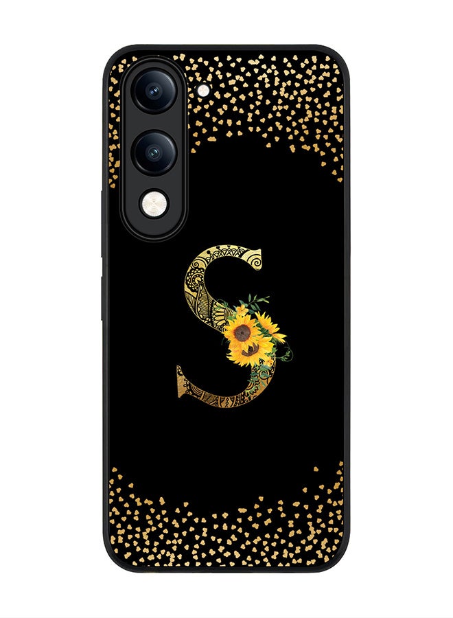 Stylizedd For vivo Y29s 5G / Y19s 5G Case,Slim fit Camera Protection, Shockproof Thin Phone cover  - Custom Floral Monogram - S ( Black ) - Image 1